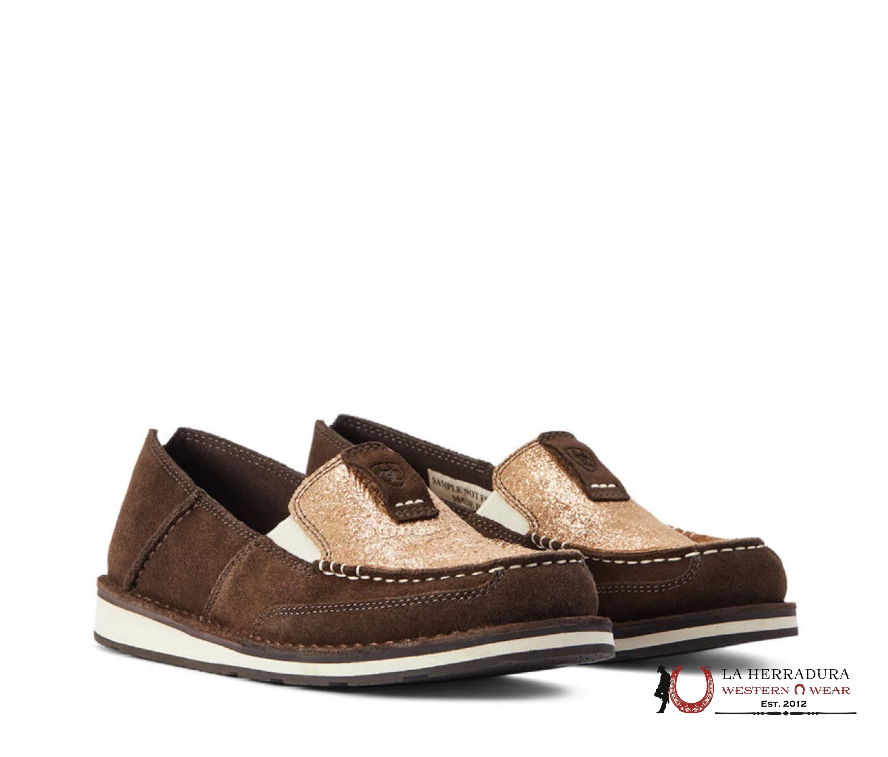 ARIAT WOMENS SLIP ON CRUSIER AZTECA SUEDE/MATALLIC COPPER FLORAL- 2528 ZAPATOS MUJERES