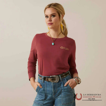 ARIAT WOMENS WEAR THE BRAND LONG SLEEVE TEE BURNT RUSSET 10046314