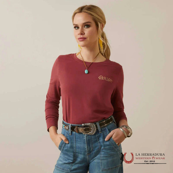 ARIAT WOMENS WEAR THE BRAND LONG SLEEVE TEE BURNT RUSSET 10046314