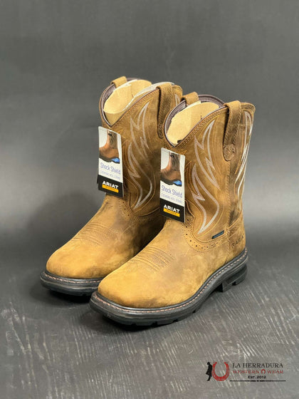 BOTA DE TRABAJO ARIAT WORK SIERRA SHOCK SHIELD H2O PUNTA CUADRADA MARRÓN ENVEJECIDO