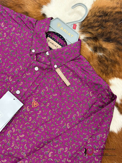 ARIAT WRINKLE FREE CLASSIC FIT LONG SLEEVE SHIRT MANGENTA PURPLE - 10046590
