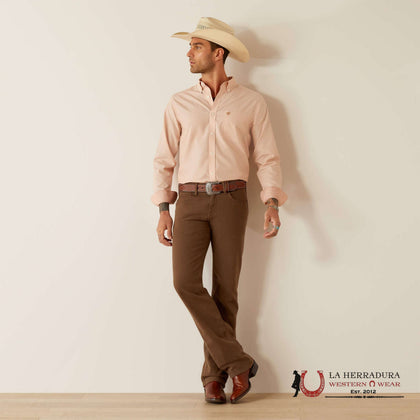 ARIAT WRINKLE FREE FITTED LONG SLEEVE SHIRT LIGHT BROWN - 10054660