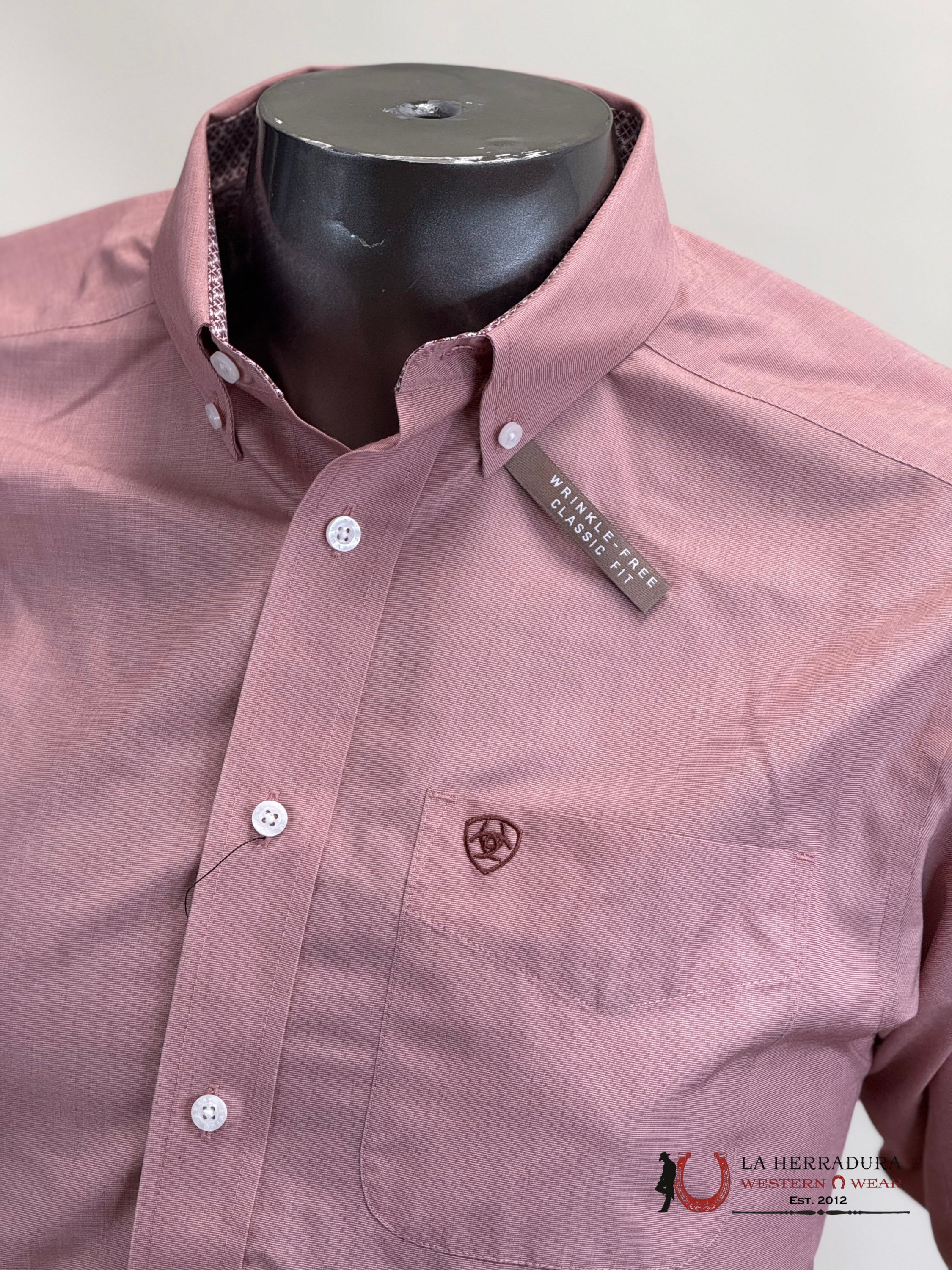 Ariat Wrinkle Free Solid Long Sleeve Shirt Brick - 5277 Ropa Hombres