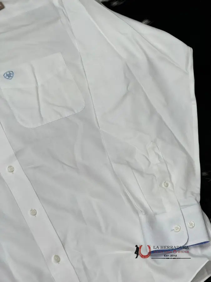 Ariat Wrinkle Free Solod White Long Sleeve Shirt Ropa Hombres