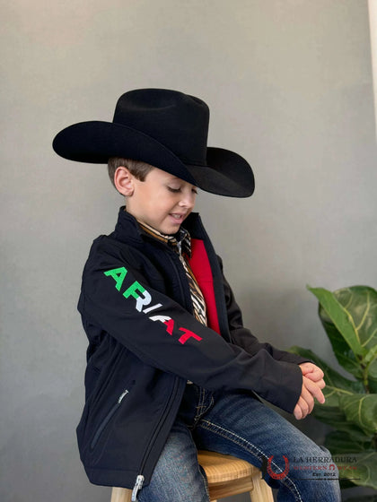 ARIAT YOUTH SOFT SHELL JACKET TEAM LOGO BLACK MEXICO 2.0 10043053
