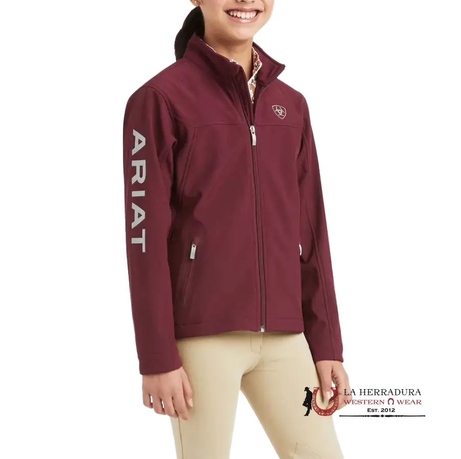 Ariat Youth Unisex Soft Shell Jacket Team Logo Winsor Wine Niños