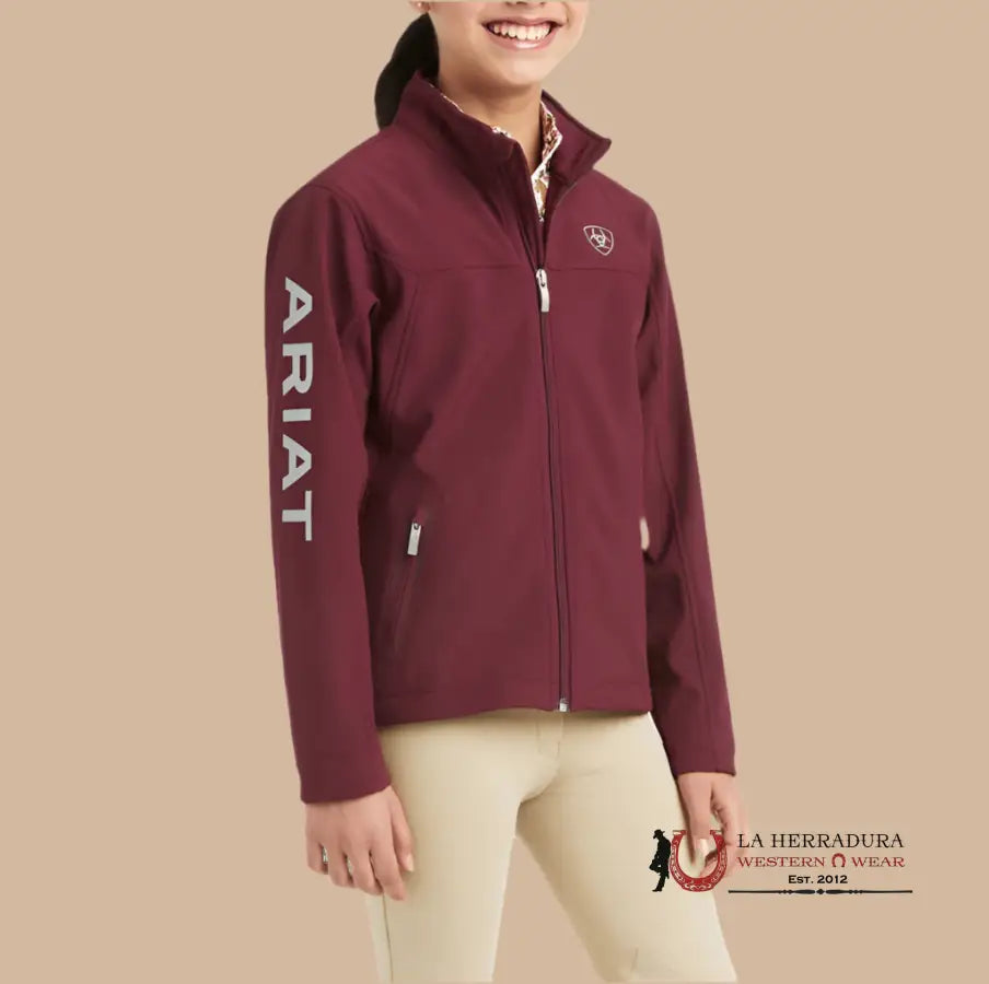 Ariat Youth Unisex Soft Shell Jacket Team Logo Winsor Wine Niños