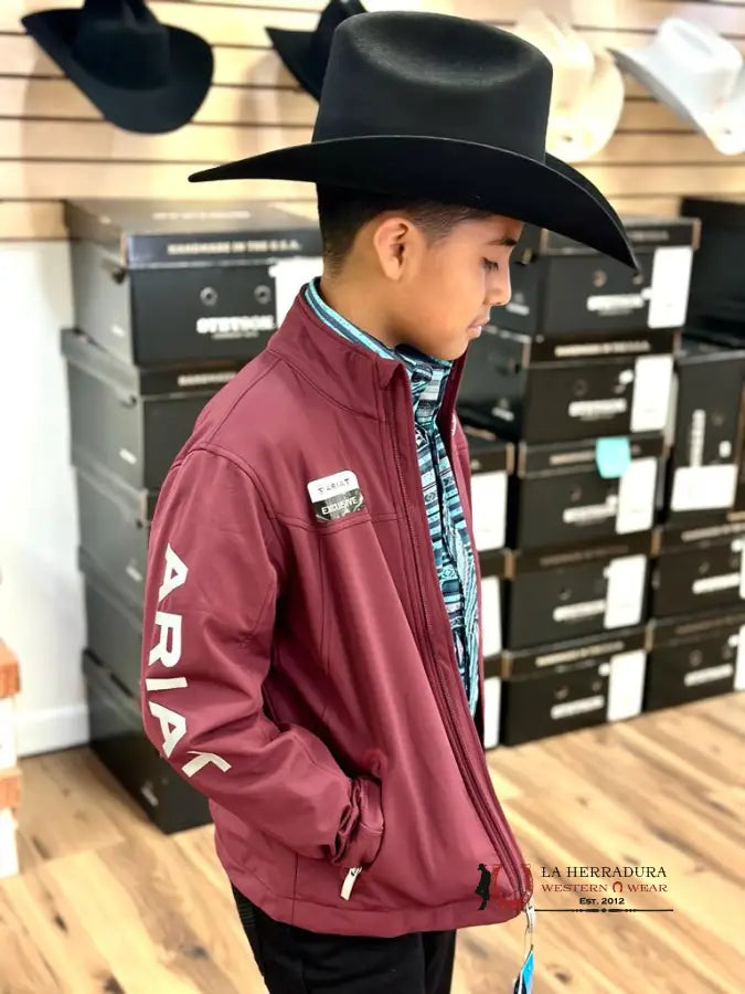 Ariat Youth Unisex Soft Shell Jacket Team Logo Winsor Wine Niños