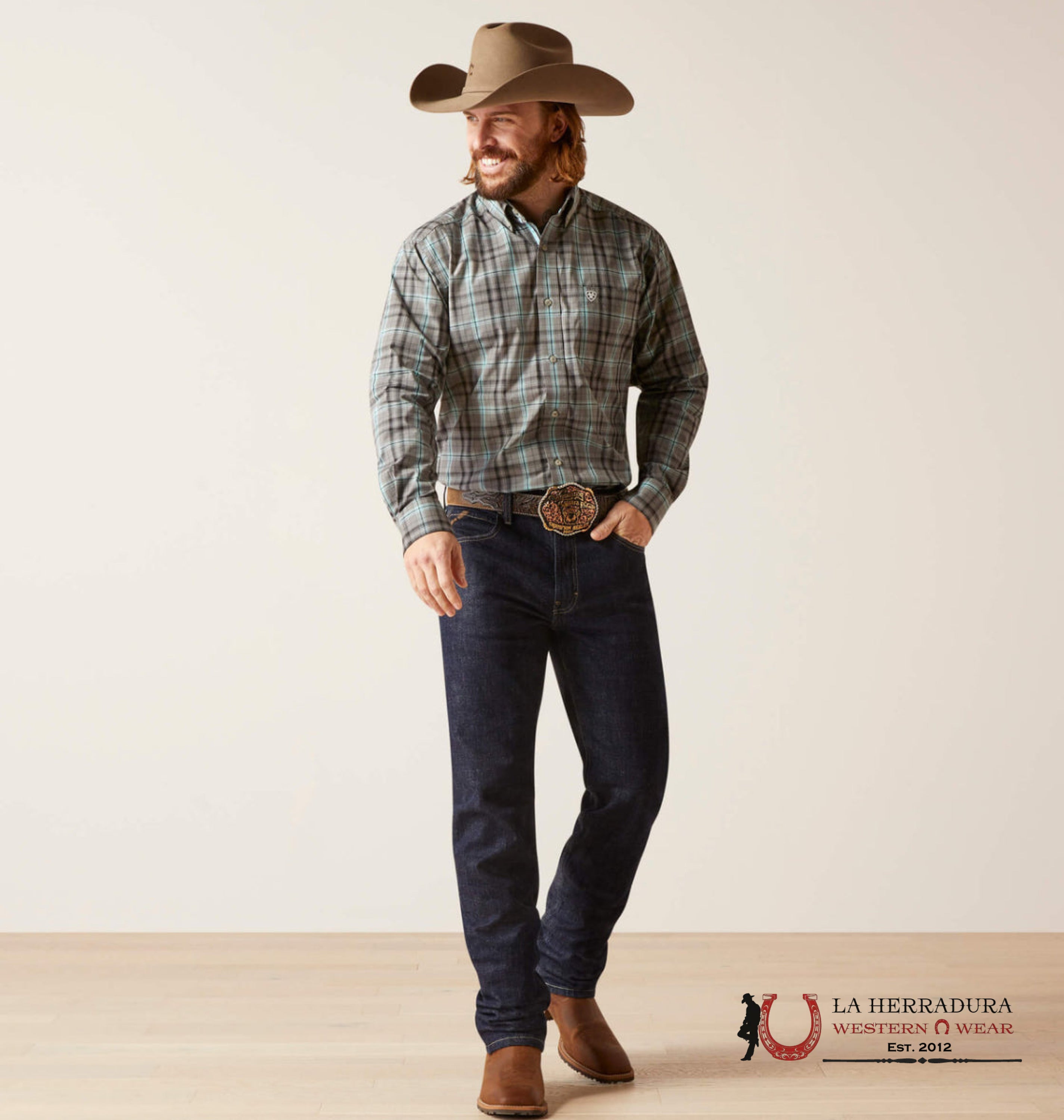 ARIATS MEN PRO STRYKER CLSSC LS SHRT BLUE STEEL- 6302 ROPA HOMBRES