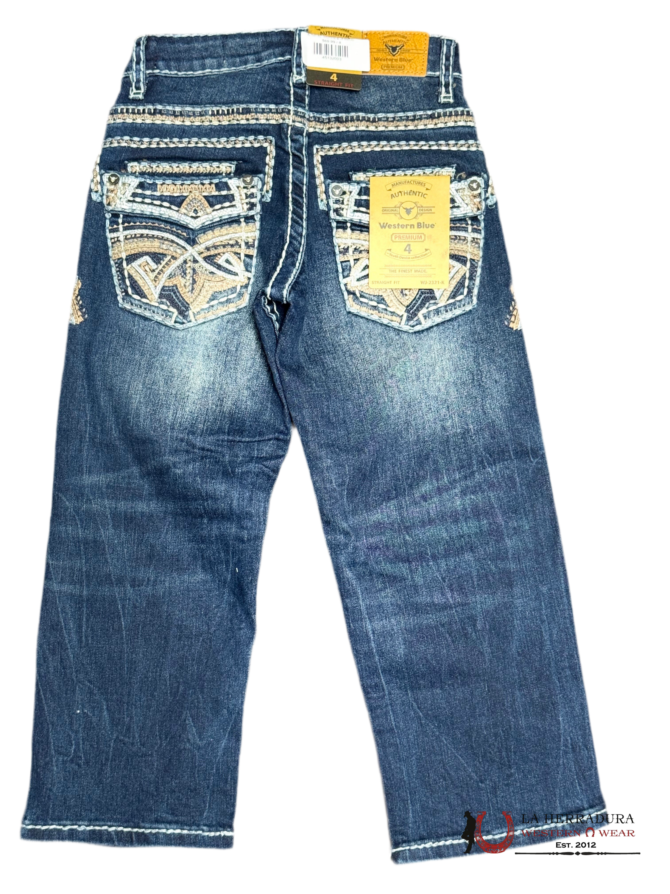 AUTHENTIC WESTERN BLUE PREMIUM STRAIGHT FIT BOYS JEANS WJ-2321-K NIÑOS