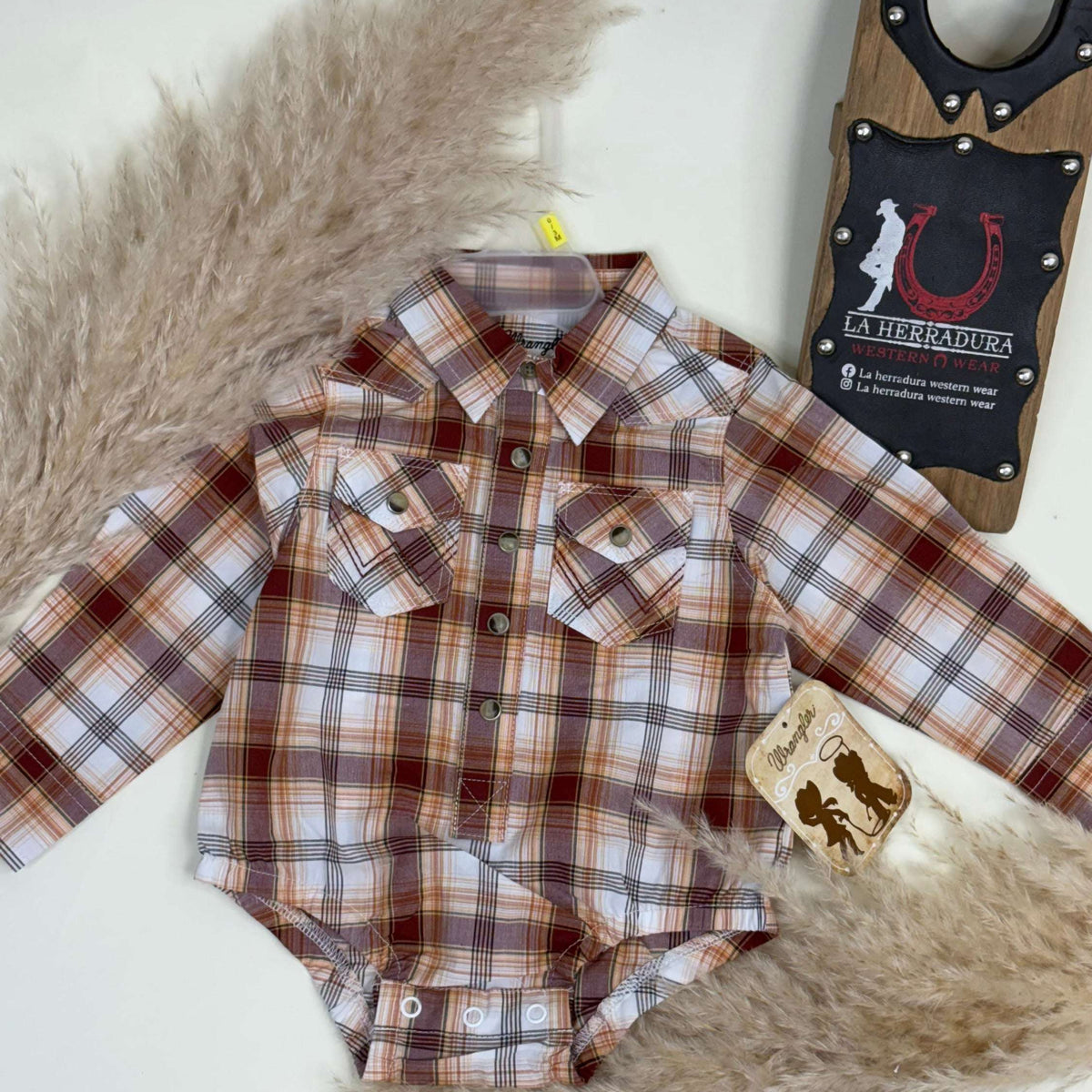 BABY WRANGLER TAN BODYSUIT LONG SLEEVE SHIRT