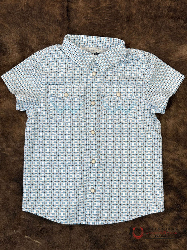 CAMISA MANGA CORTA bebé WRANGLER blanca con azul - 5604