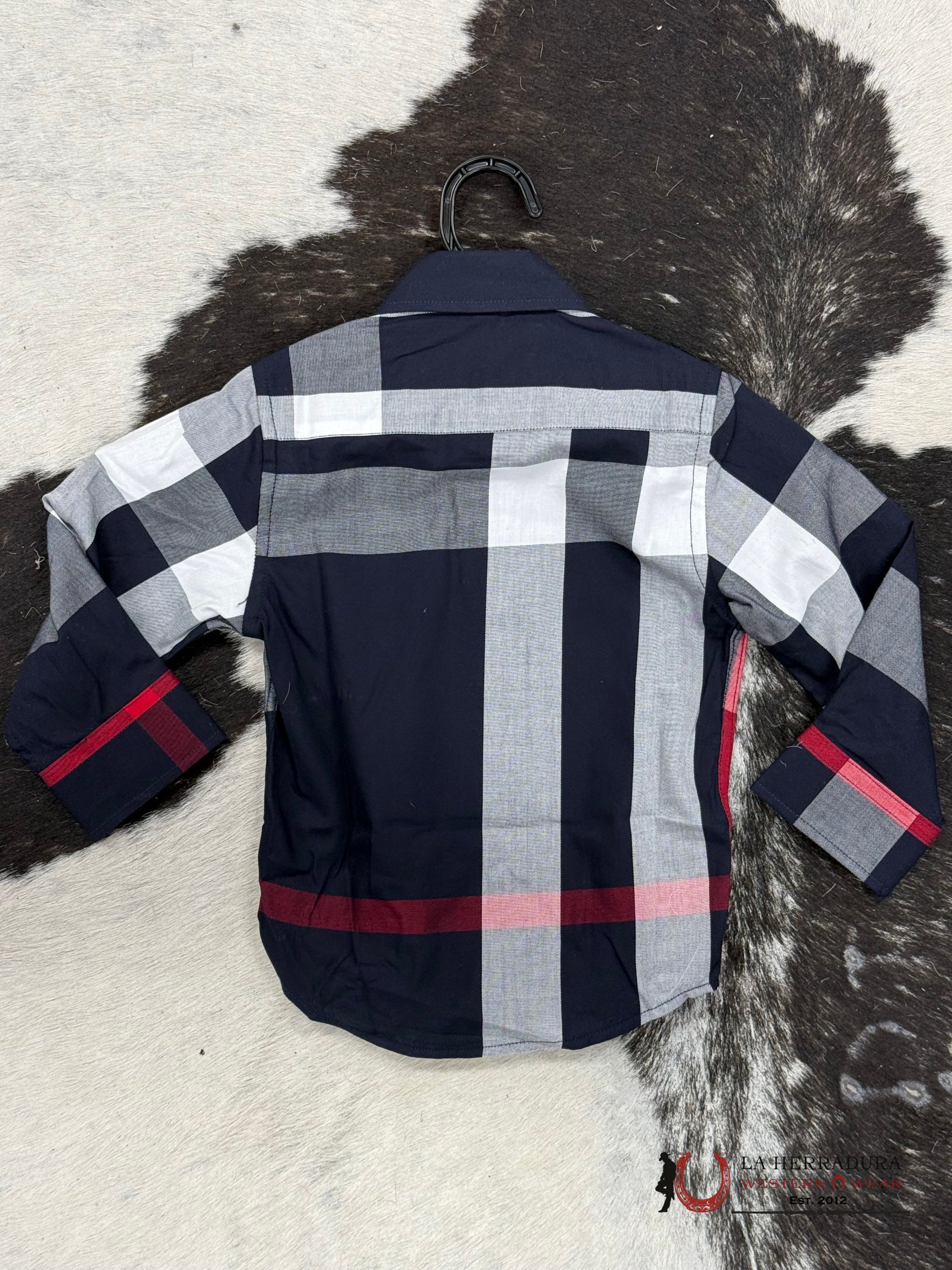 Baldelli Kids Shirt Navy-White Chk 101 Niños