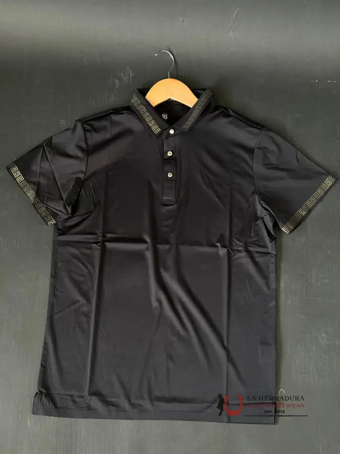 Barocco Black Gold Short Sleeve Polo Ropa Hombres