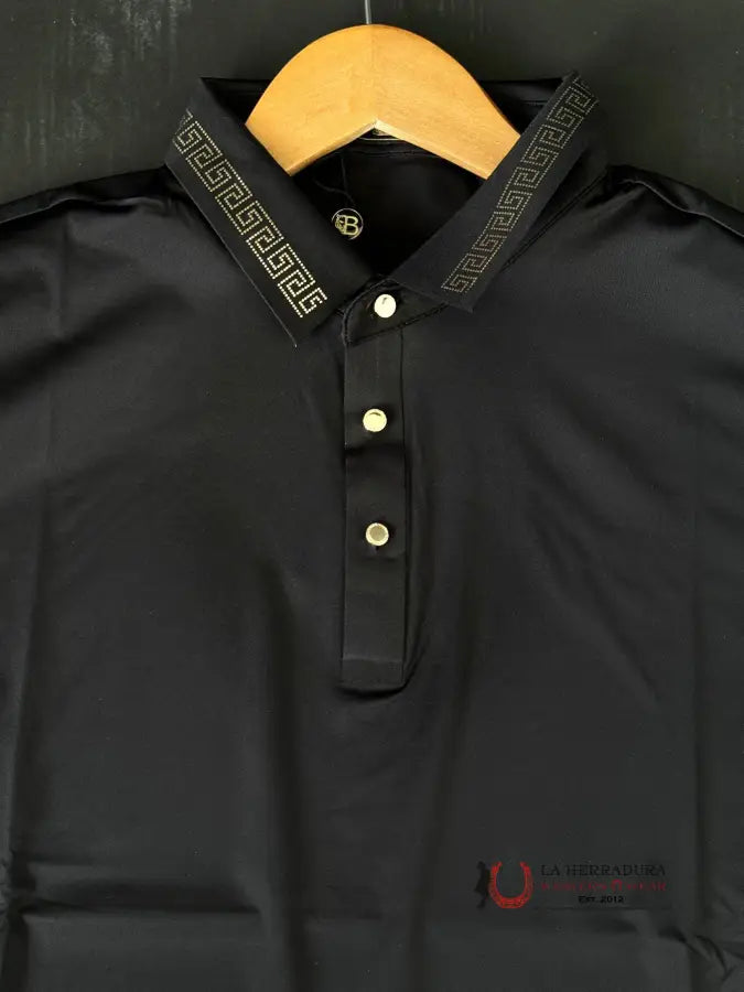 Barocco Black Gold Short Sleeve Polo Ropa Hombres