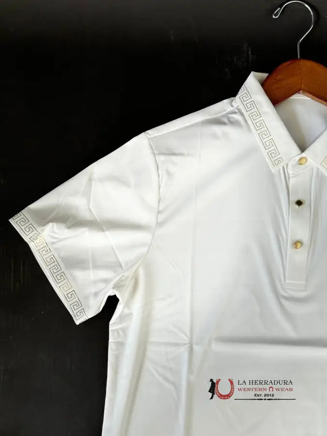 Barocco White Gold Short Sleeve Shirt Ropa Hombres