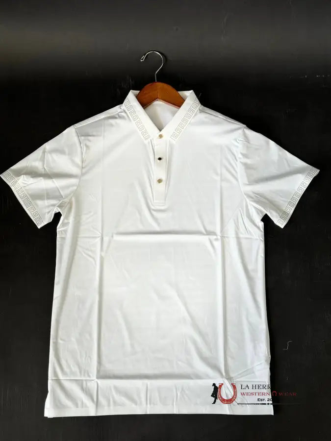 Barocco White Gold Short Sleeve Shirt Ropa Hombres