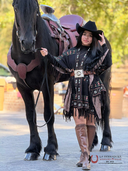 PONCHO AZTECA NEGRO