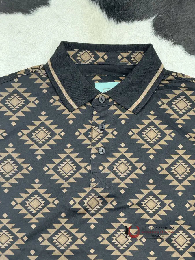 Black / Brown Polo Aztec Short Sleeve Shirt Ropa Hombres