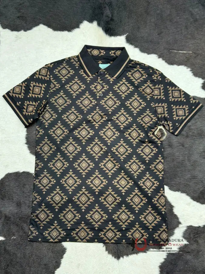 Black / Brown Polo Aztec Short Sleeve Shirt Ropa Hombres