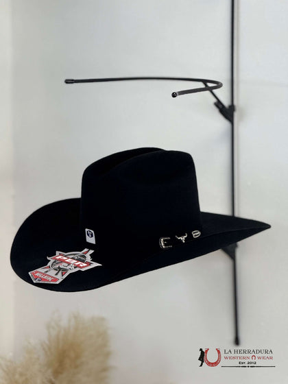 SOMBRERO PBR OUTLAW 8X DE FIELTRO NEGRO CON PIEL DE TORO