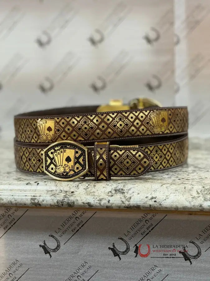 Black & Gold Cards 2In Belt Cinturones Hombres