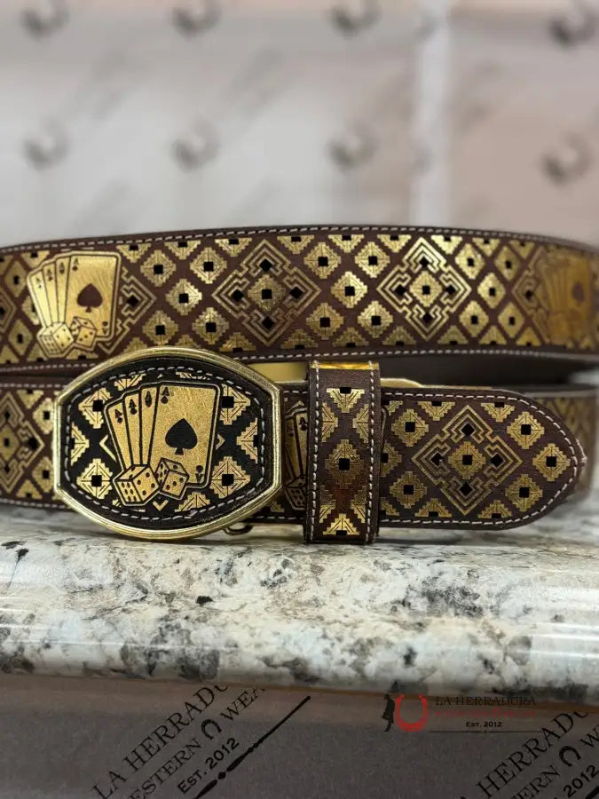 Black & Gold Cards 2In Belt Cinturones Hombres