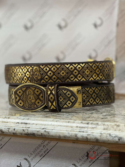 BLACK & GOLD SAN JUDAS 2IN BELT