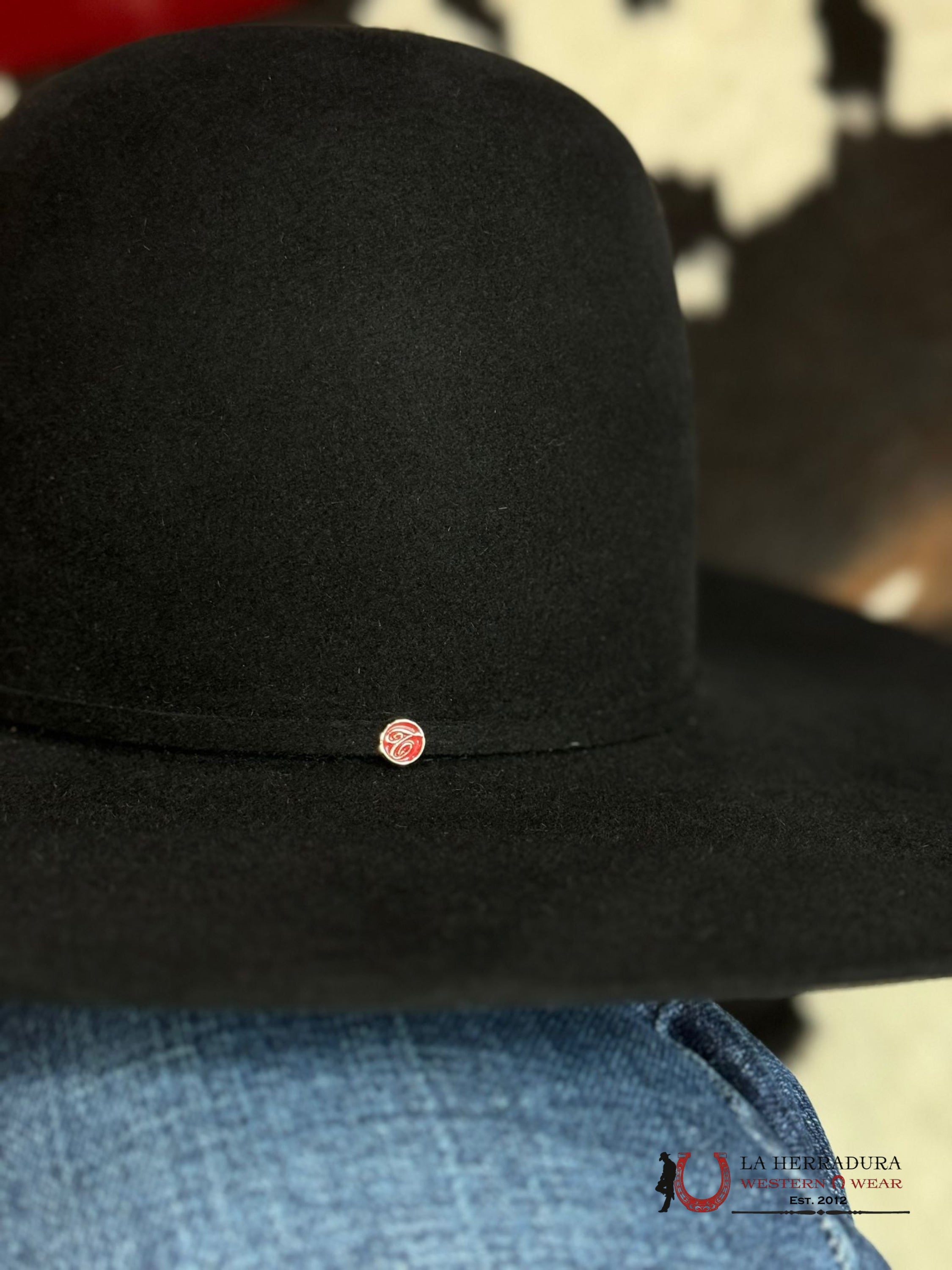 Mens Tacchino Open Crown Felt Hat Black 10X Tejana