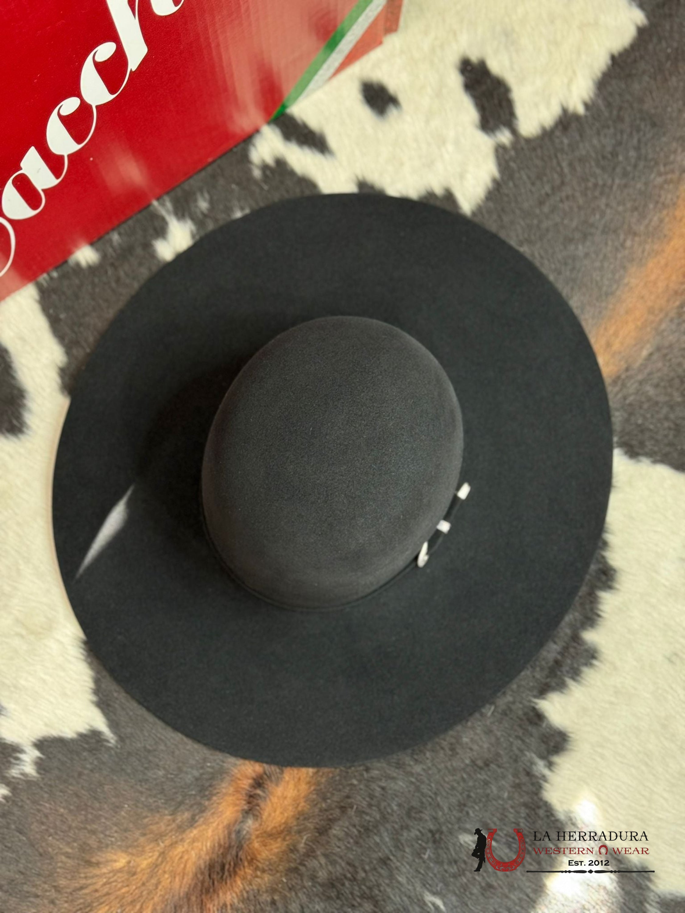 Mens Tacchino Open Crown Felt Hat Black 10X Tejana