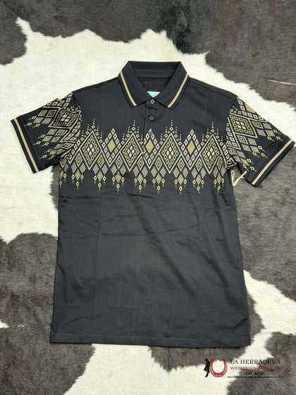 BLACK POLO AZTEC SHORT SLEEVE SHIRT YELLOW
