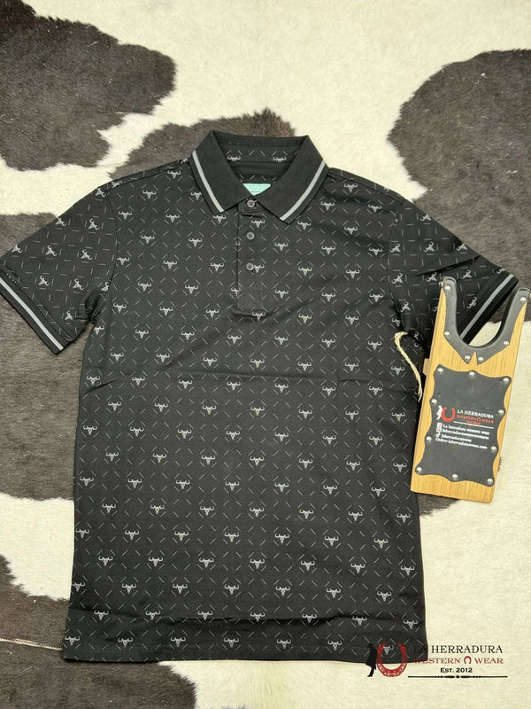 CAMISA POLO NEGRA DE MANGA CORTA