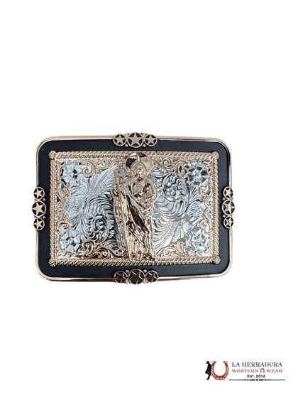 BLACK & ROSE GOLD SAN JUDAS SQUARE BUCKLE 10