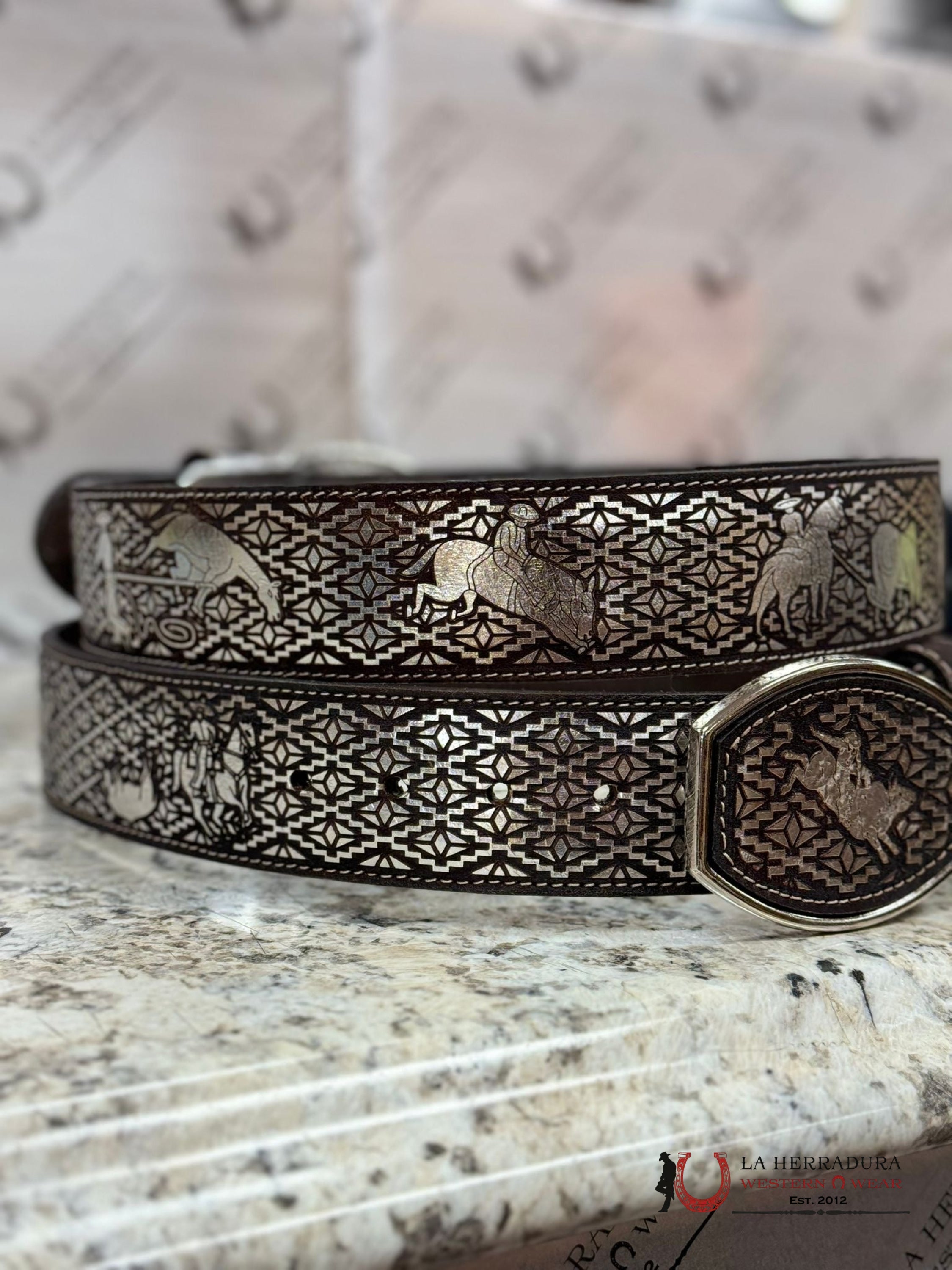 Black & Silver Bull Rider 2 In Belt Cinturones Hombres