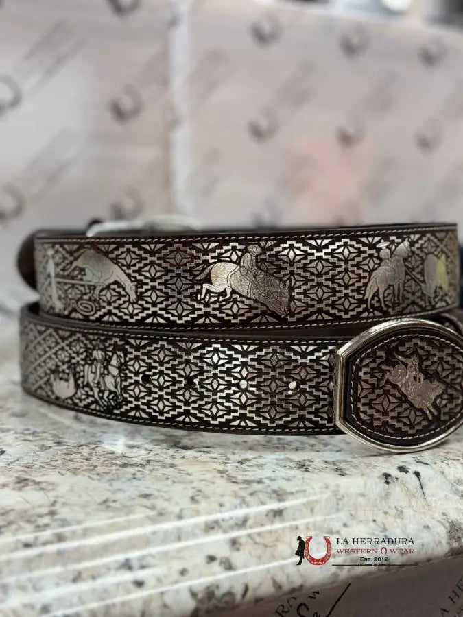 Black & Silver Bull Rider 2 In Belt Cinturones Hombres