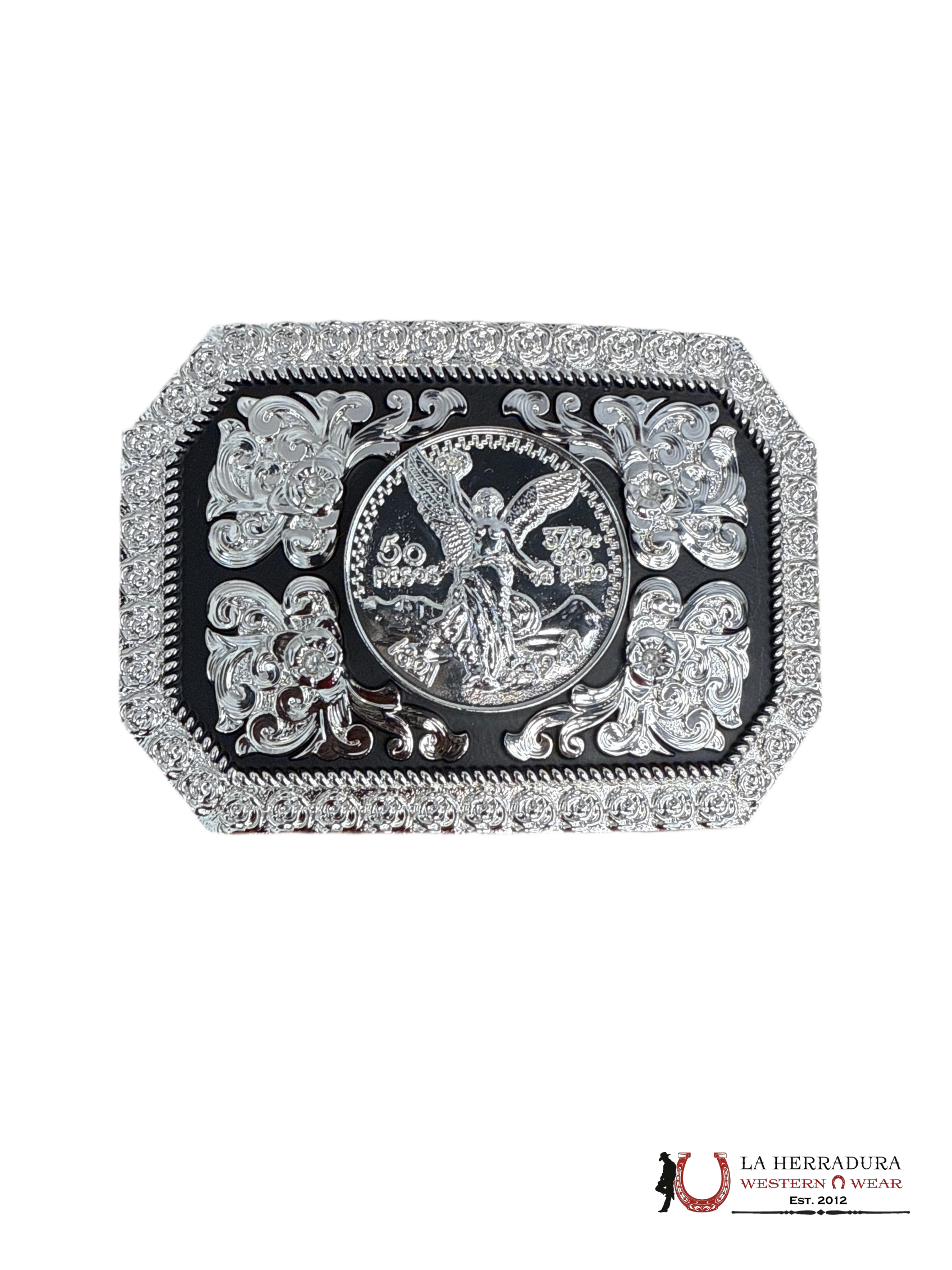 BLACK & SILVER CENTENARIO SQUARE BUCKLE ACCESORIOS