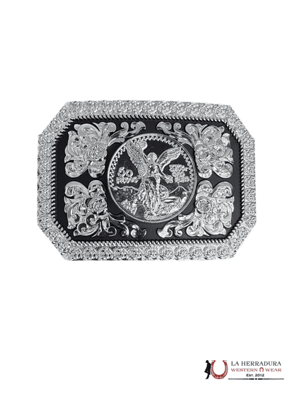 BLACK & SILVER CENTENARIO SQUARE BUCKLE