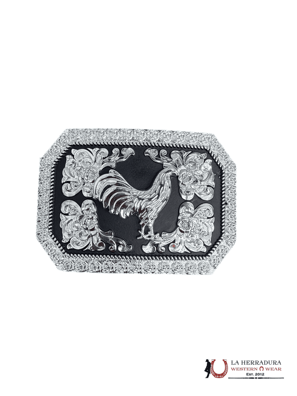 HEBILLA GALLO PLATA Y NEGRO 14