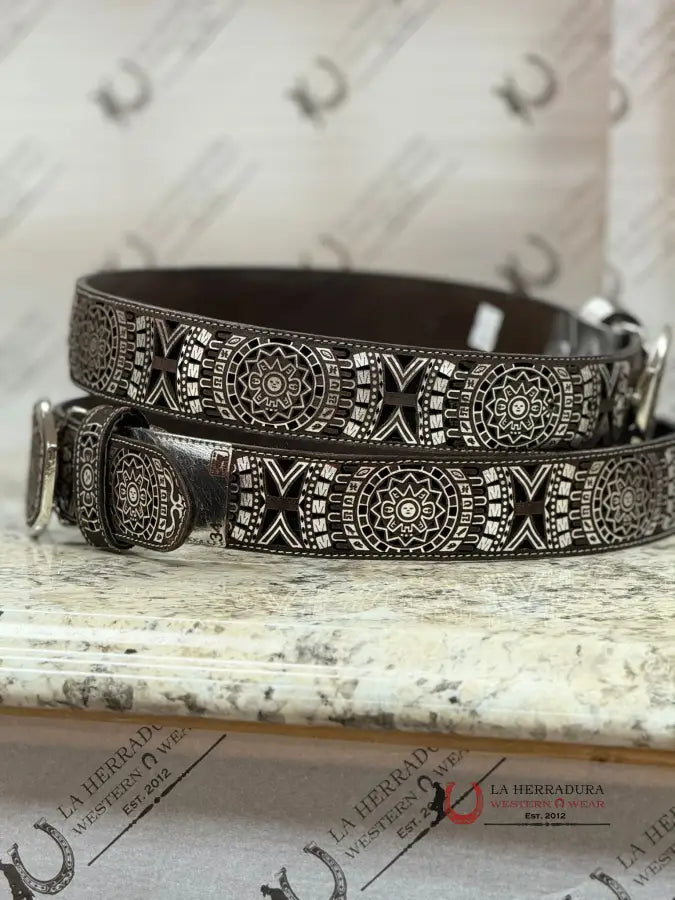 Black & Silver Greek 2In Belt Cinturones Hombres