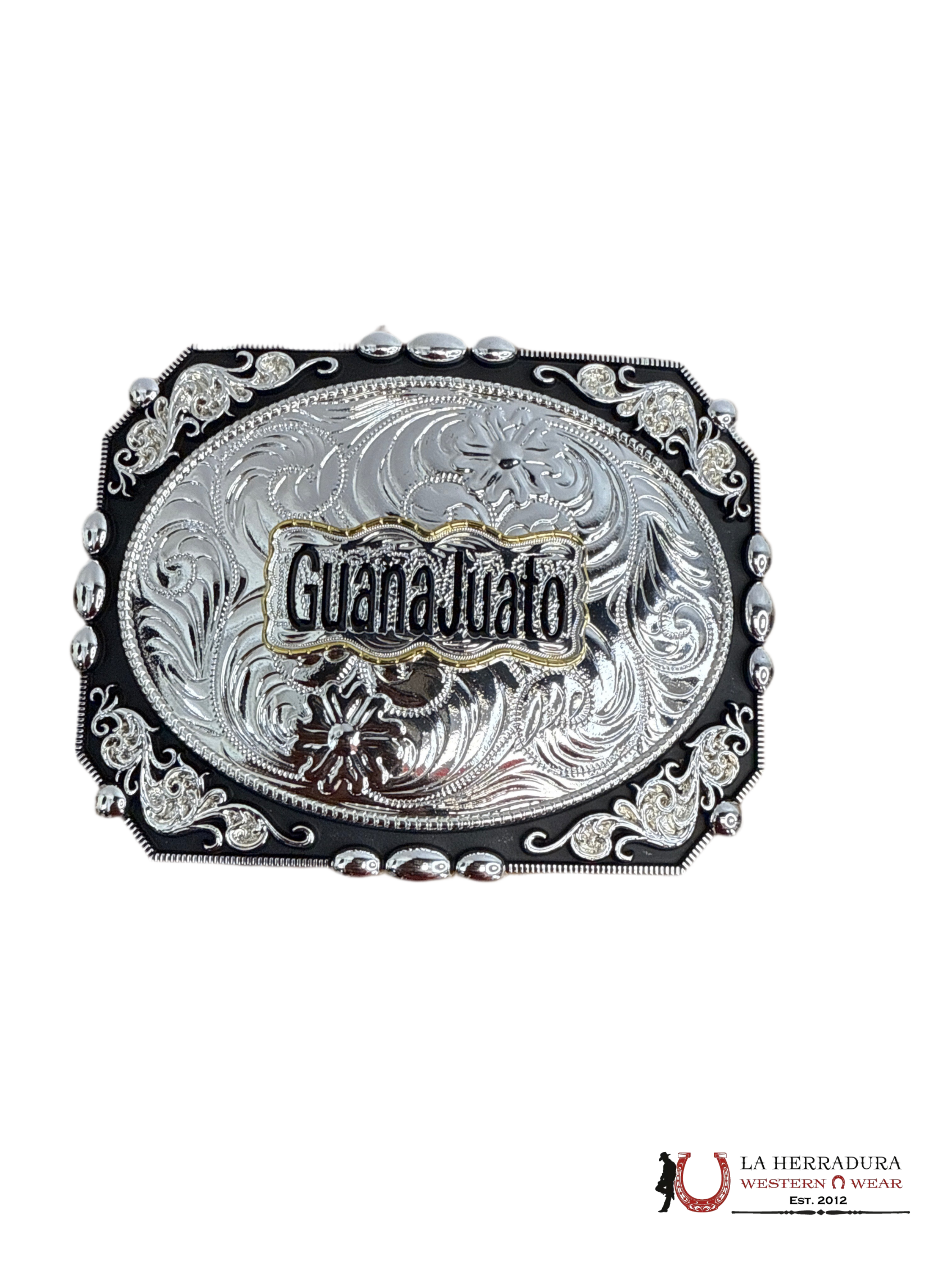 BLACK & SILVER GUANAJUATO STATE BUCKLE 12 ACCESORIOS