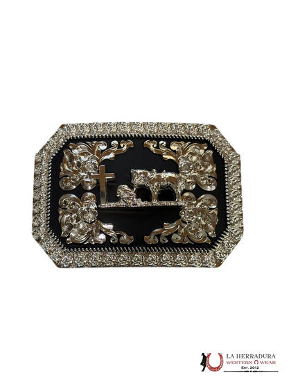 BLACK & SILVER JINETE SQUARE BUCKLE