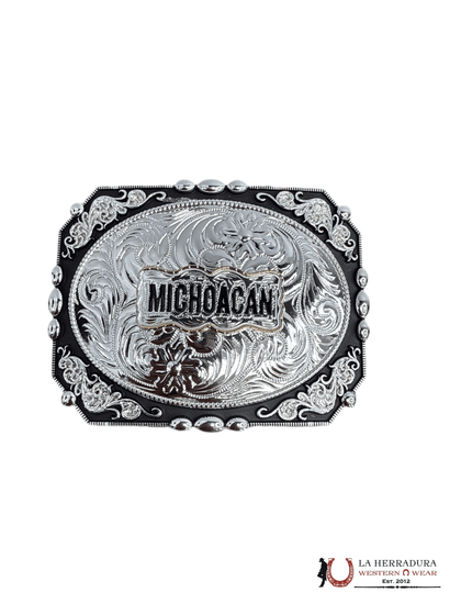 BLACK & SILVER MICHOACAN STATE BUCKLE 13