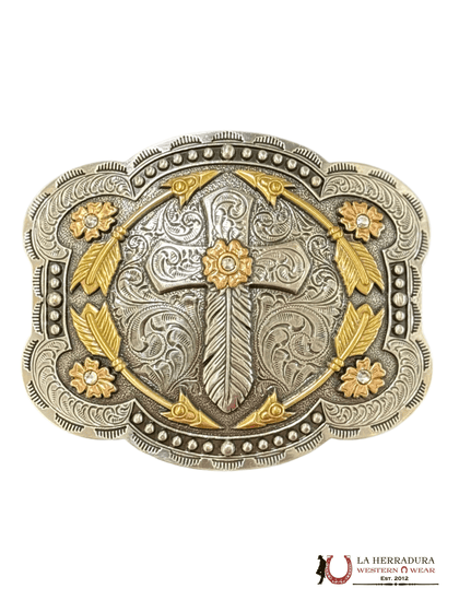 HEBILLA CUADRADA BLEZIN ROXX CROSS GOLD DETALLADA 37947