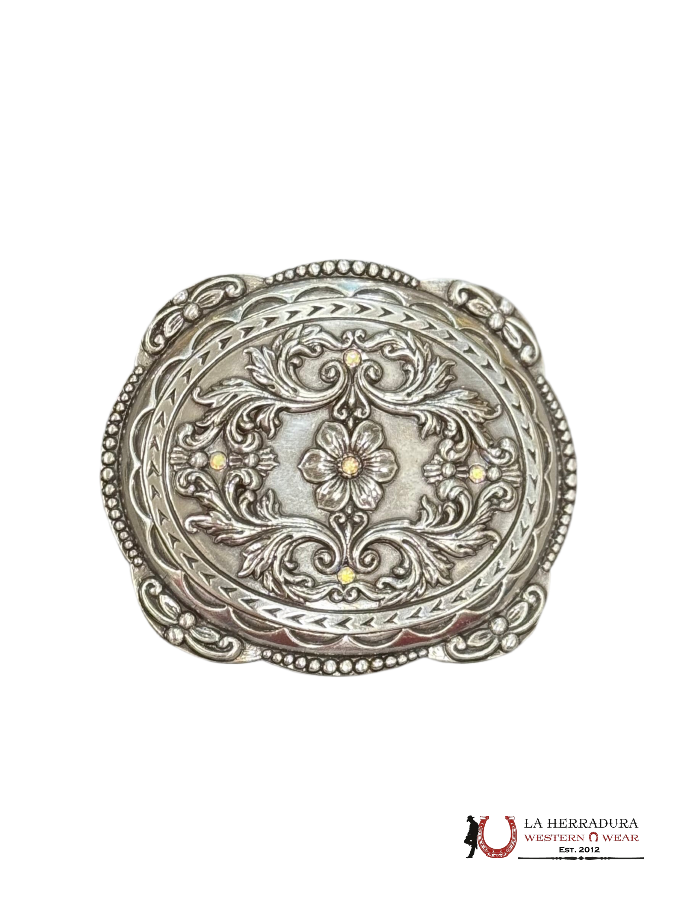 BLEZIN ROXX FLORAL WESTERN SILVER BUCKLE 37538 ACCESORIOS