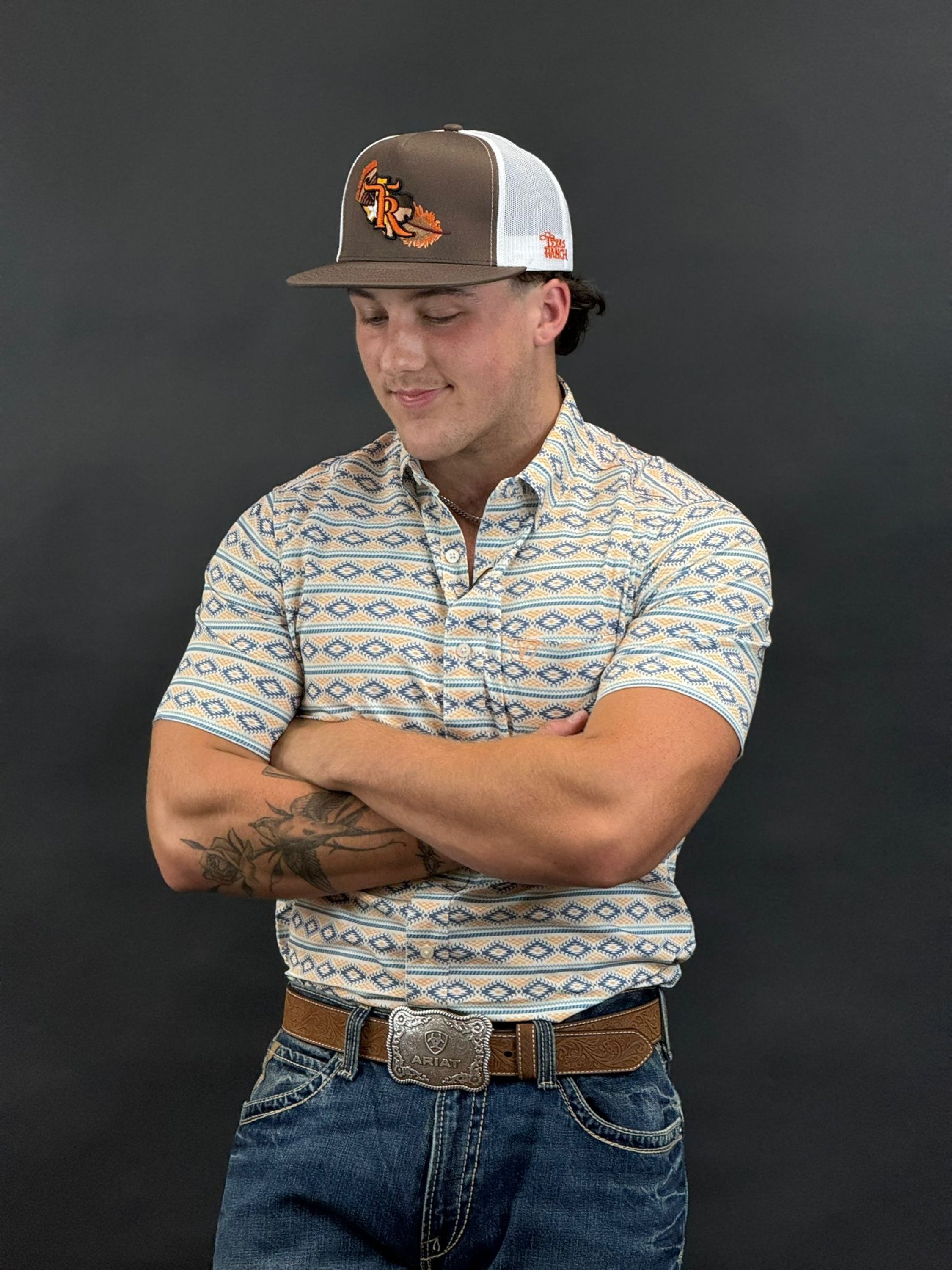 Blue Aztec Short Sleeve Shirt Teal Ropa Hombres