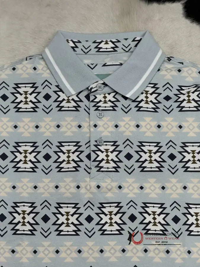 Blue Polo Aztec Short Sleeve Shirt Teal Ropa Hombres