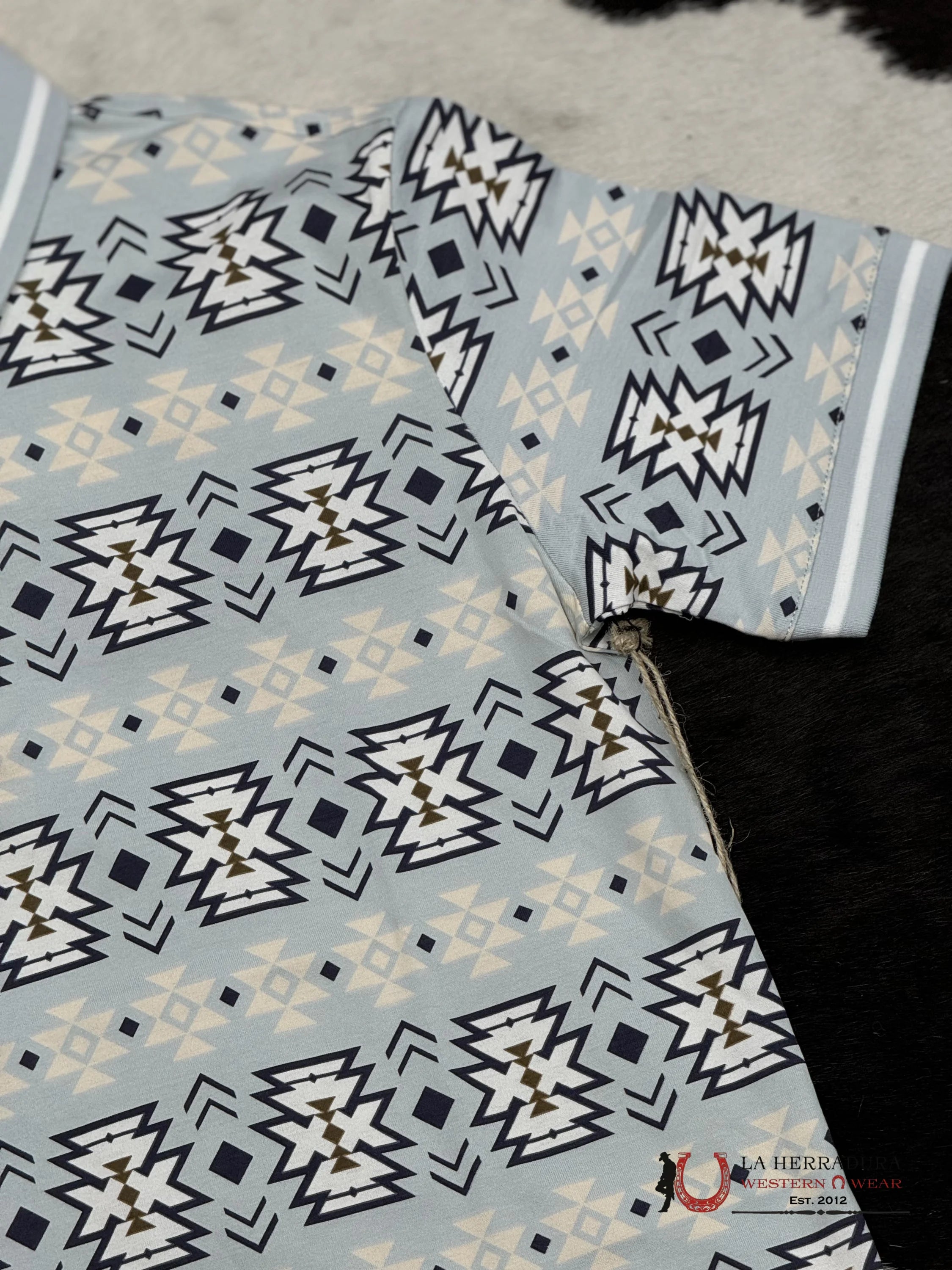 Blue Polo Aztec Short Sleeve Shirt Teal Ropa Hombres