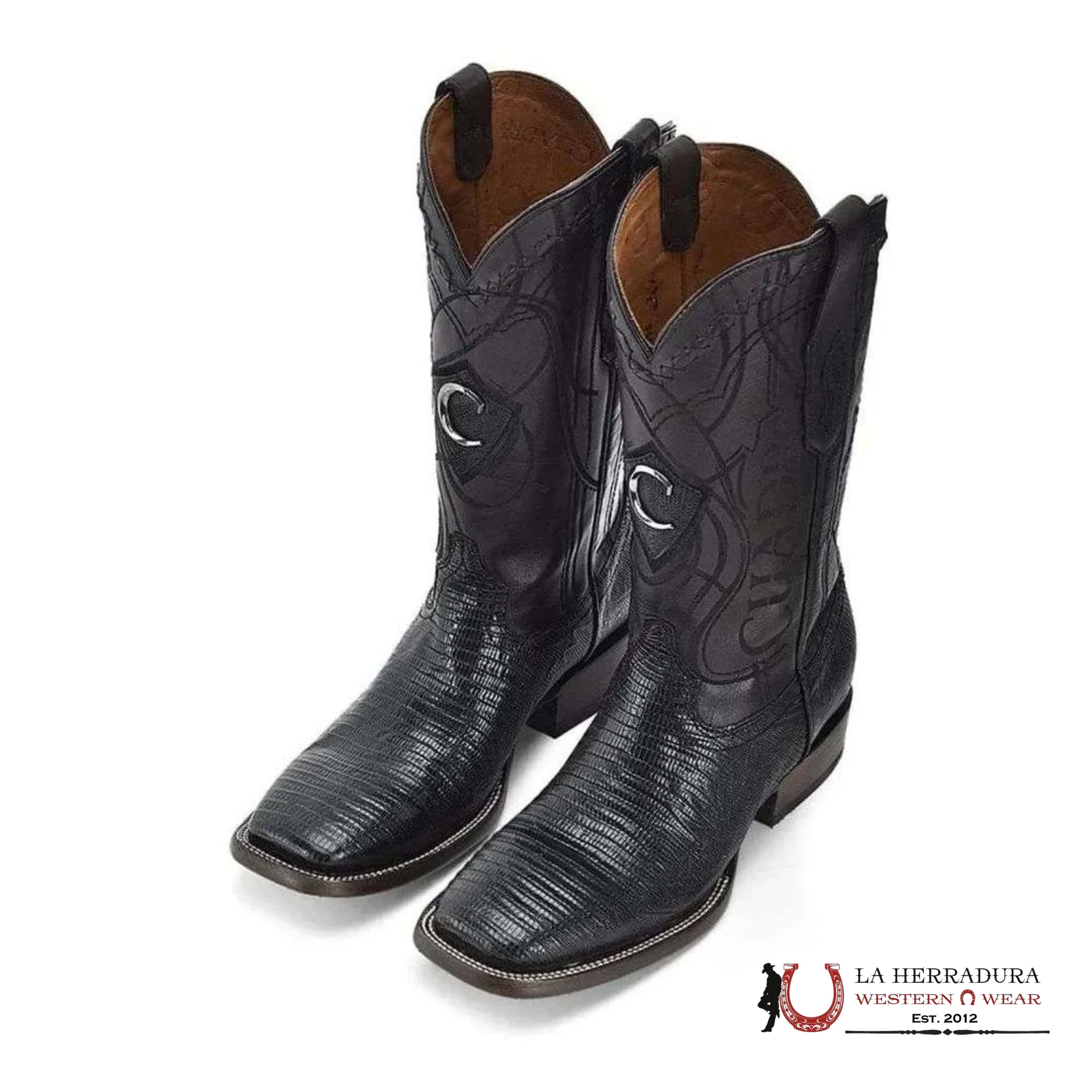 BOOTS CUADRA LIZARD TEJU NEGRO SQUARE TOE CU791 BOTAS HOMBRES