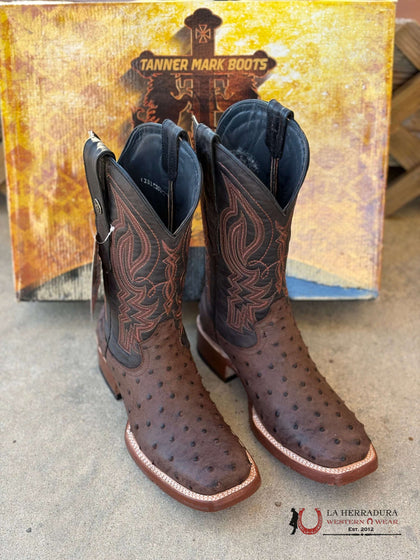 BOOTS TANNER MARK PRINT OSTRICH BLACK BRUSELAS TOP-5557