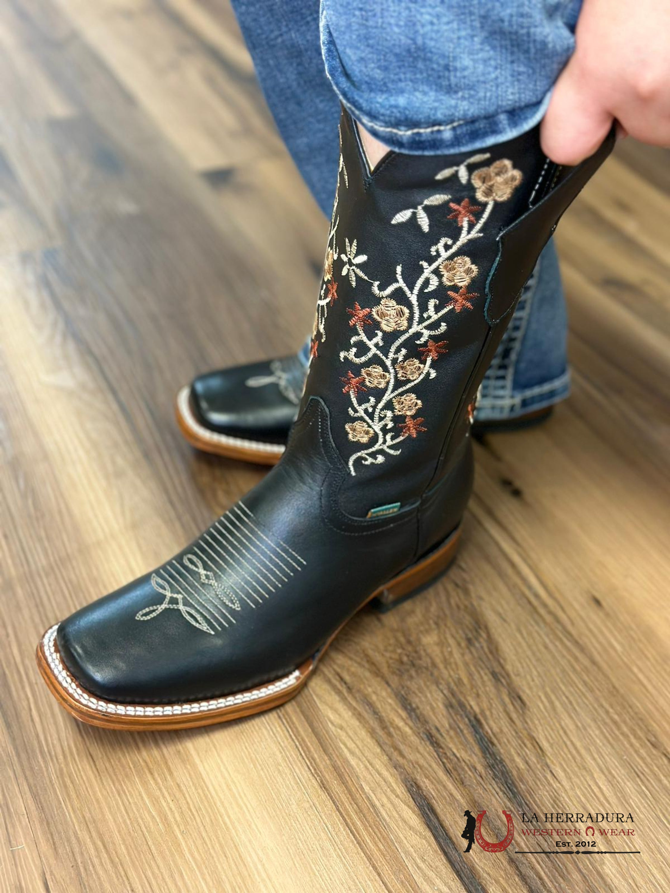 Botas Mc Allen Boots Black Flowers Mujeres